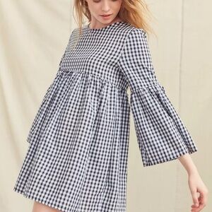 Urban Renewal Bell-Sleeve Gingham Dress
